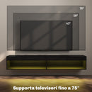 Mobile TV fino 75"" Sospeso con Luci LED 16 Colori e Telecomando 180x40x30 cm Nero