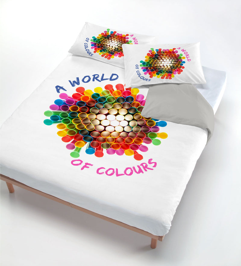 Copripiumino con Stampa sul Sacco e Federe Cannucce Colorate