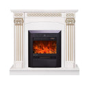 Camino Elettrico da Pavimento 102x110x30 cm Effetto Fiamma 2000W Calisto & Cristina Bianco