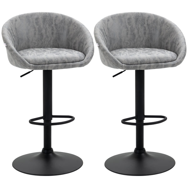 Set 2 Sgabelli da Bar 57x50x84-104 cm Seduta in Similpelle Grigio Chiaro acquista