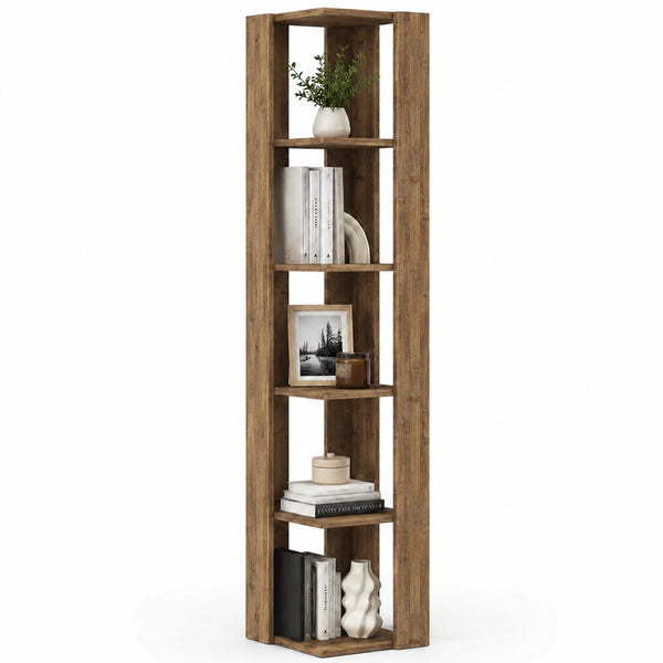 Libreria Angolare 34x34x161 cm Scaffale Salvaspazio 5 Ripiani in Legno Rovere acquista