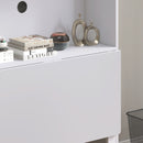 Scrivania Pieghevole 80x69x155 cm con Libreria a 4 Ripiani 2 Ruote e Foro Passacavi in MDF Bianco      