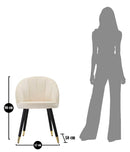 Sedia Loty Crema 57x58x80 cm in Legno e Velluto Crema, Oro e Nero