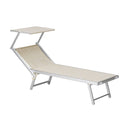 Lettino Prendisole Deluxe in Alluminio e Texilene con Parasole Beige Melange