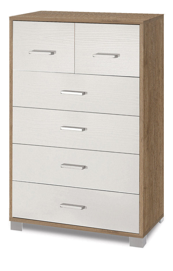 acquista Cassettiera 4+2 Cassetti 70x112x41 cm Noce Stelvio/Bianco Fiammato