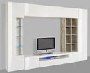 Parete Attrezzata Soggiorno 200x40x35 cm Egypt Bianco Lucido e Cemento