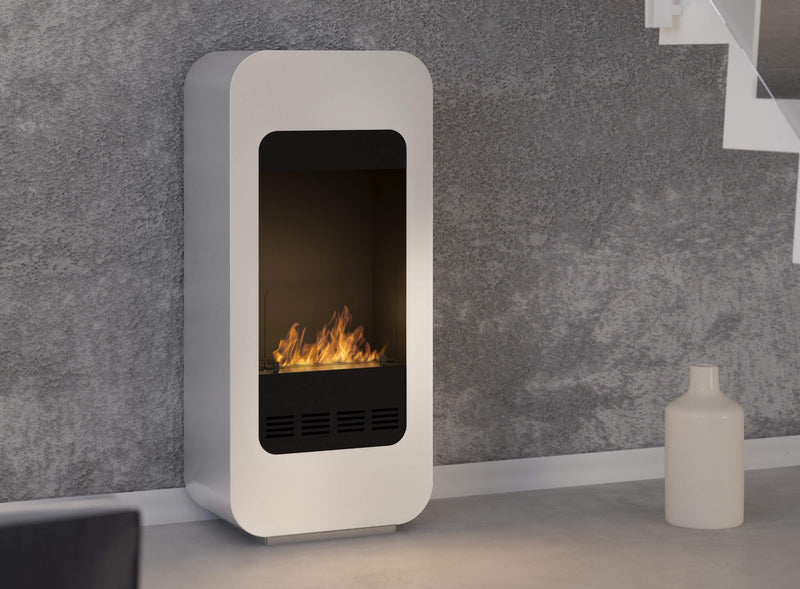 Camino a Bioetanolo da Pavimento 122,5x55 cm con Vetro Empire 2 Bianco