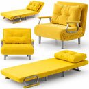 Poltrona Letto Reclinabile Chaise Lounge con Seduta Imbottita Convertibile in Velluto a Coste Giallo Mostarda      