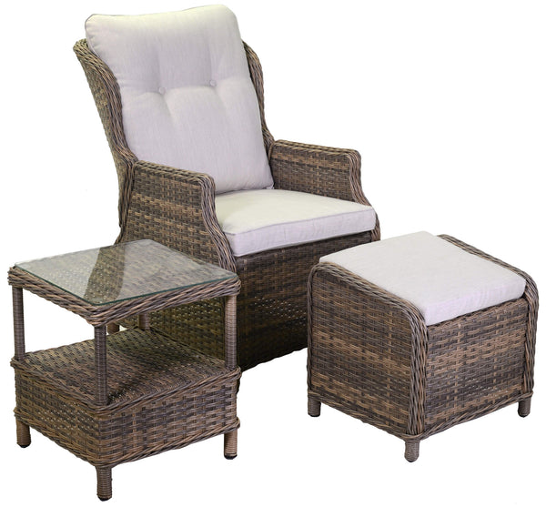 prezzo Set da Giardino Poltrona Pouf e Tavolino in Polyrattan Baltimora