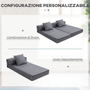 Poltrona Letto Singolo da Terra Pieghevole 70x70x61 cm con Cuscino Incluso Grigio      