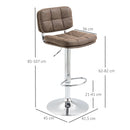 Set 2 Sgabelli da Bar 41,5x45x85-107 cm in Similpelle Marrone e Argento