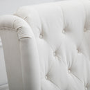 Poltrona da Salotto Imbottita 74x86x102cm in Tessuto con Schienale Trapuntato Bianco Crema