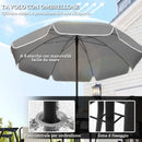 Set da Giardino 6 Pezzi con 4 Sedie Pieghevoli Ombrellone e Tavolo Rotondo  Crema Grigio e Nero   