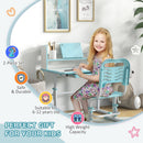 Banco Studio Scuola per Bambini 80x54,5x104 cm con Sedia Regolabile e Piano Inclinabile Blu
