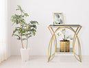 Tavolinetto Sunshine 57x46x60 cm in Ferro e Specchio Oro e Nero