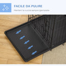 Gabbia Trasportino per Cani Gatti Pieghevole in Acciaio Doppia Apertura 76x53x57 cm Nero 