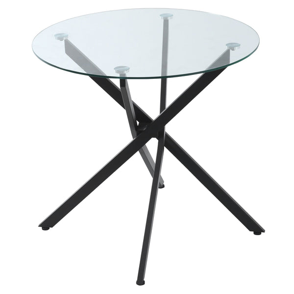 prezzo Tavolino da Salotto Ø80x75 cm con Piano in Vetro Gambe in Metallo Nero