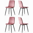 Set 4 Sedie Piedi Neri e Seduta Ergonomica con Rivestimento in Velluto Rosa     