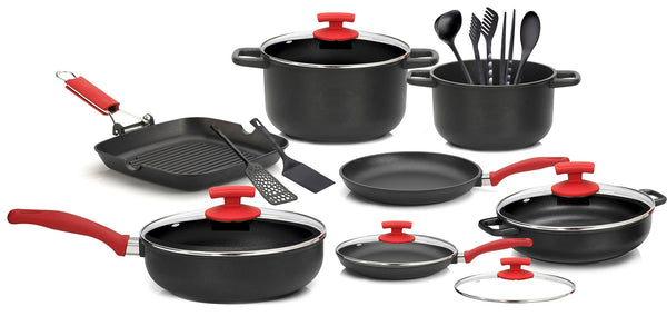 Batteria di Pentole 18 Pezzi in Alluminio Pressofuso Antiaderente Olympia Love sconto