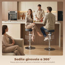 Set 2 Sgabelli da Bar Moderni Ø38,5x62-84 cm Regolabili in Pelle PU Spugna e Metallo Nero      