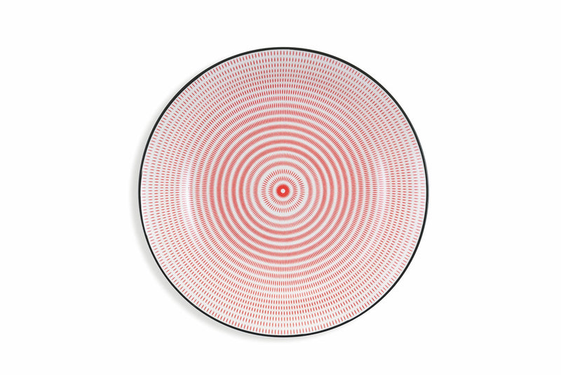 Servizio Piatti 18 Pezzi in Gres Villa d'Este Home Tivoli Confusion Rosso e Bianco