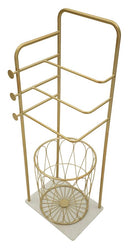 Porta Asciugamani da Terra Trip 40x30x112 cm in Metallo e Marmo Artificiale Oro e Bianco      