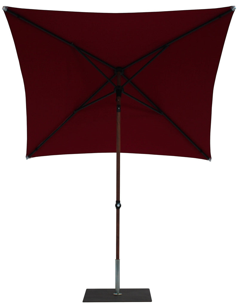 Ombrellone da Giardino 2x2 m Palo Ø38 mm in Alluminio Effetto Legno Tessuto Olefin Trend Wood Bordeaux