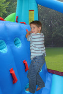 Gonfiabile per Bambini Triplo Scivolo Racing Arrampicata e Rimbalzo Multicolore      