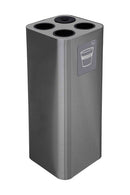 Pattumiera a Bidone da 60 L 30,2x30,2x 82,5 cm 3 Scomparti Tubolari e 1 Vaschetta in Acciaio Inox Satinato  