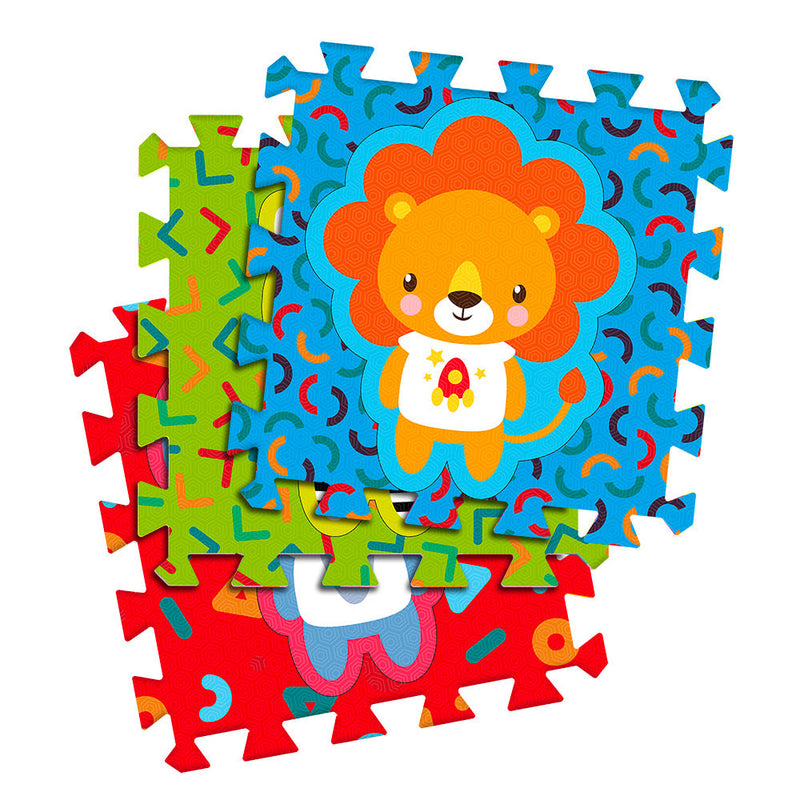Tappeto Puzzle 9pz per Bambini Componibile Animali Multicolore