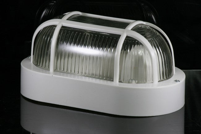 Plafoniera applique ovale E27 con griglia tartaruga bianca e campana in vetro