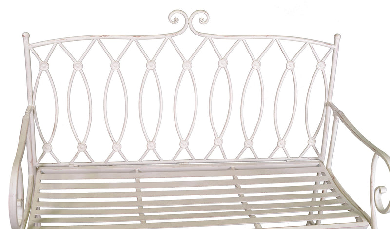 Panchina 2 Posti da Giardino 104x55x95,5 cm in Metallo Ragusa Bianca