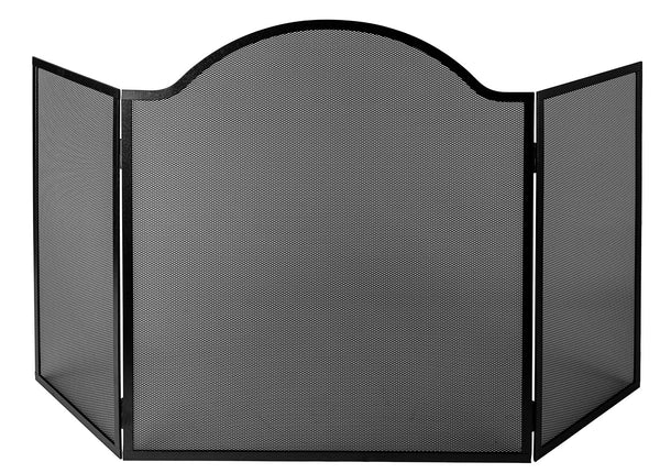 sconto Parascintille per Stufa a 3 Ante 32+66+32x80 cm in Ferro Verniciato Grigio Martellato