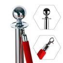 2 Colonnine Separacode Silver con Corda Rossa in Acciaio Inox Ø32x95 cm 