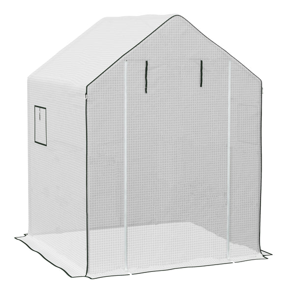 prezzo Copertura per Serra da Giardino 140x143x190 cm con Porta a Cerniera e Finestre PE Bianco