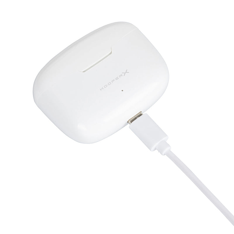 Cuffie Auricolari Wireless con Custodia per Ricarica Kooper  Bianco