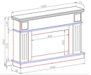 Camino Elettrico da Pavimento 95x145x30 cm Effetto Fiamma 1850W Marina xl & Elbrus Bianco/nero