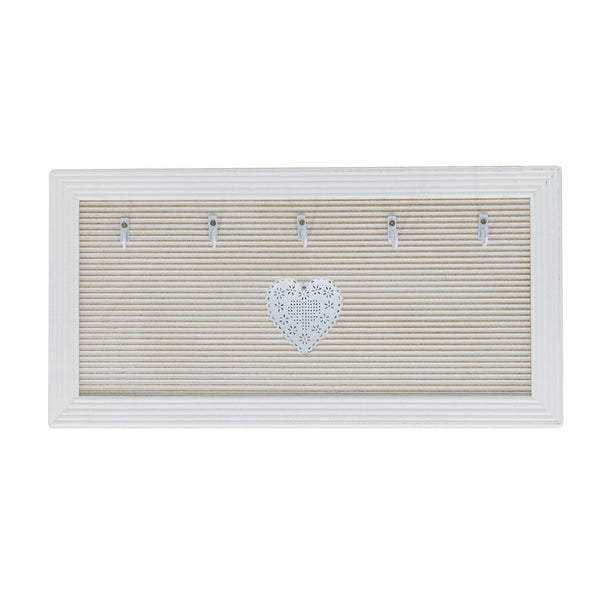 sconto Porta chiavi in legno con 5 ganci stile shabby con cuore centrale