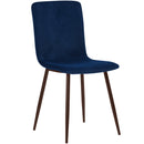 Set 4 Sedie per Sala da Pranzo in Velluto Blu con Gambe Nere Seduta Ergonomica