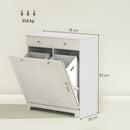 Mobile Portabiancheria da Bagno 78x38x90 cm con 2 Ceste Rimovibili Cassetti e Ante a Ribalta Bianco  