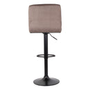 Set 2 Sgabelli 44x38x63/82 cm in Velluto con Base Nera Grigio