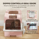 Lettiera per Gatti Chiusa 48x35x36 cm con Vassoio Estraibile Paletta e Deodorante in PP e ABS Rosa      