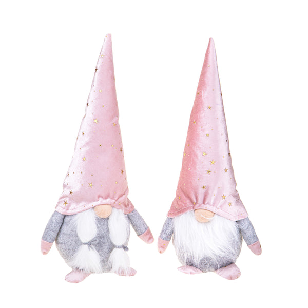 Set di 2 Elfi con Stelline H38 cm in Tessuto Rosa prezzo