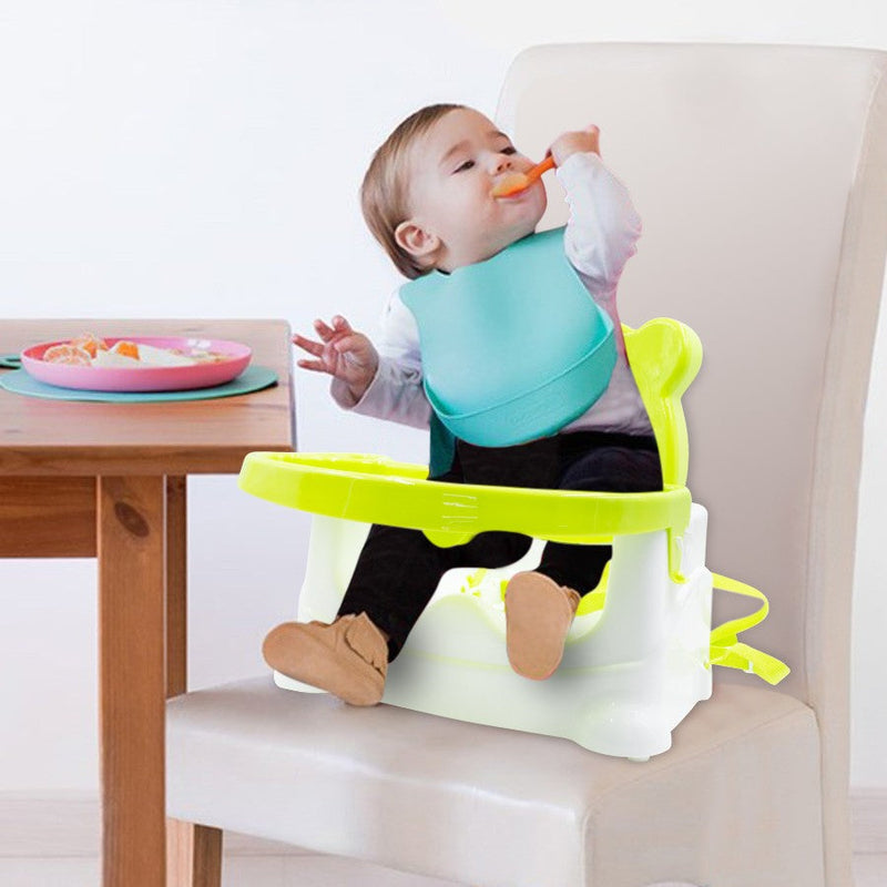 Seggiolone Pappa Bambini Attacco da Tavolo Cintura Sicurezza e Vassoio Verde