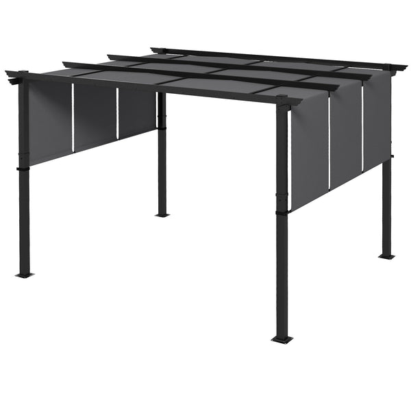 Gazebo Pergola 3x3.5 m con 3 Tettucci Regolabili in Acciaio e Poliestere Anti UV Grigio sconto