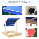 Sabbiera da Esterno con Tettuccio Parasole 120x120x120 cm in Legno Blu