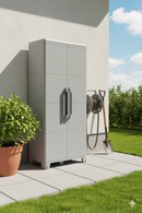 Armadio Portascope Modulare da Esterno 78x43,6x184,4 cm 2 Ante 3 Ripiani in Polipropilene Transforming Grigio e Nero