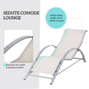 Set di 2 Lettini Prendisole 59x169x66 cm e Tavolino con Piano in Vetro Crema      
