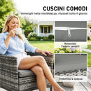 Set di 2 Sedie da Giardino con Cuscini e Braccioli in Rattan Grigio      