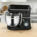 Impastatrice Planetaria 1400W con Ciotola 7L e 6 Velocità Gancio Impastatore Frusta e Sbattitore Nero      
